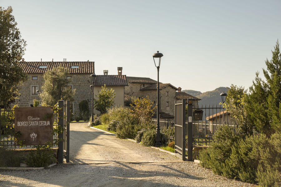 L'ingresso della Tenuta Borgo Santa Cecilia