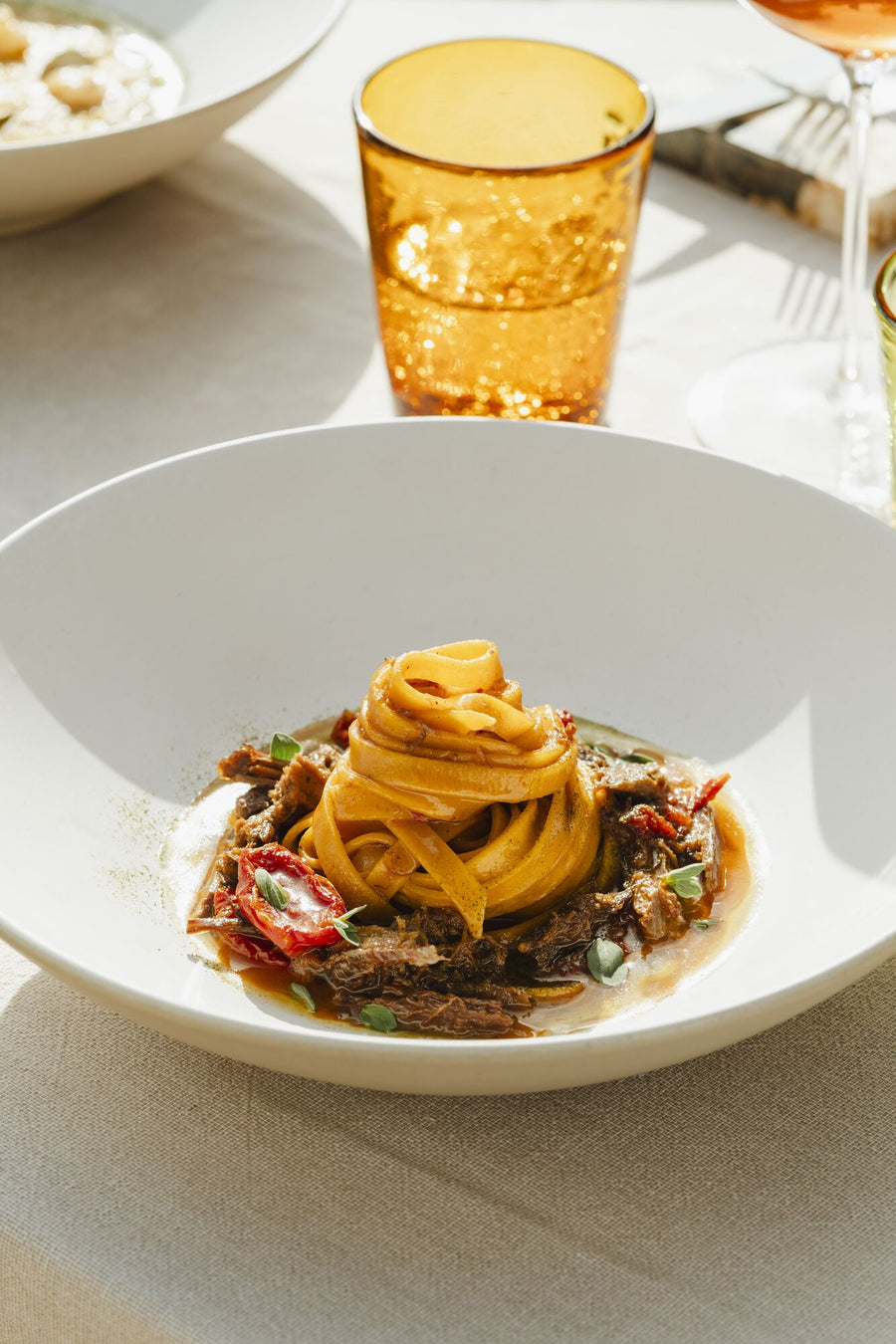 Un piatto di pasta della cucina della tenuta